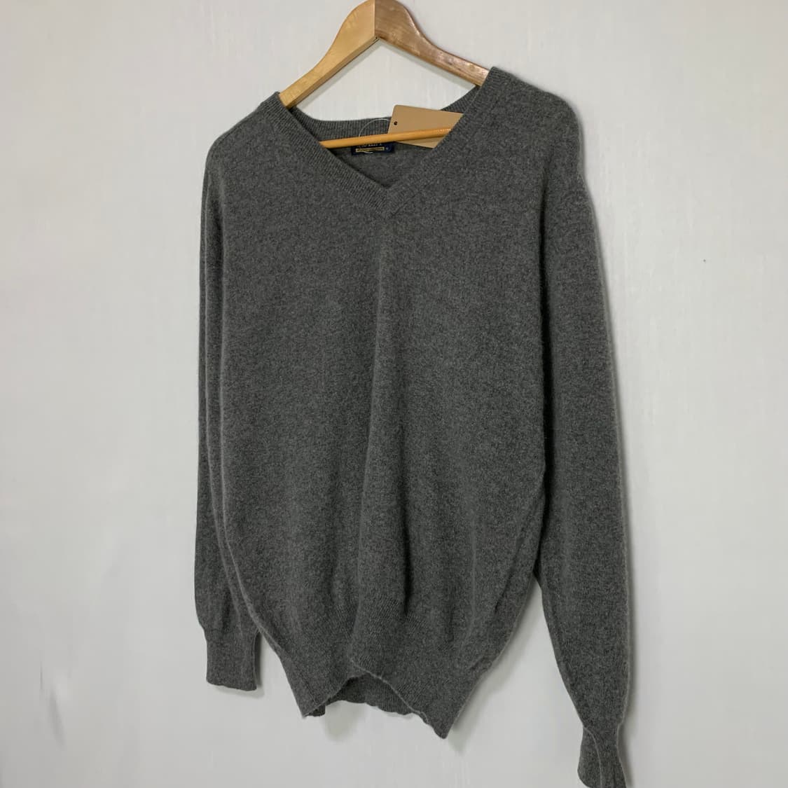 빈티지 캐시미어 100 그레이 긴팔 브이넥 니트 스웨터 M 남녀공용 상품이미지2