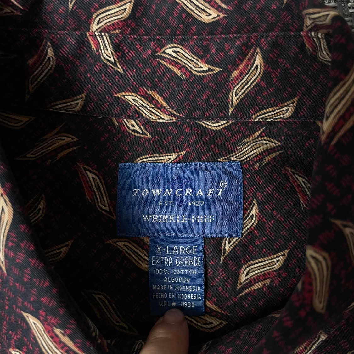 타운크래프트 와인 페이즐리 패턴 긴팔 셔츠 XL 상품이미지5