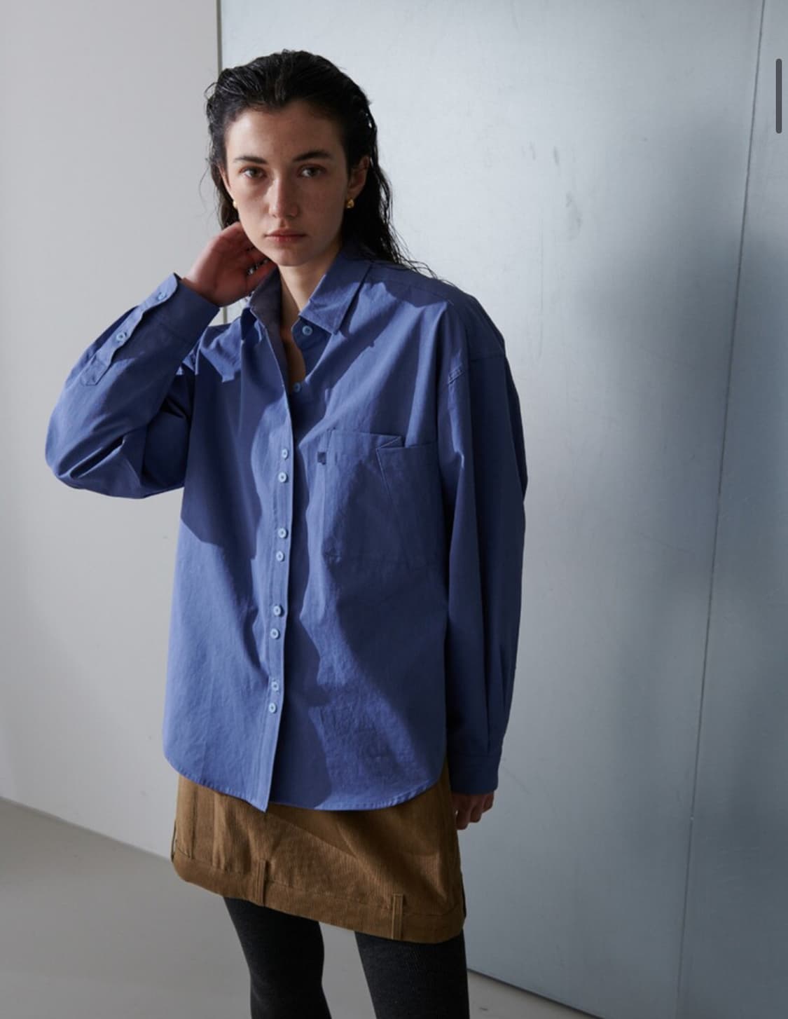 오데스 Ordes 더블 버튼 셔츠 블루 상품이미지3