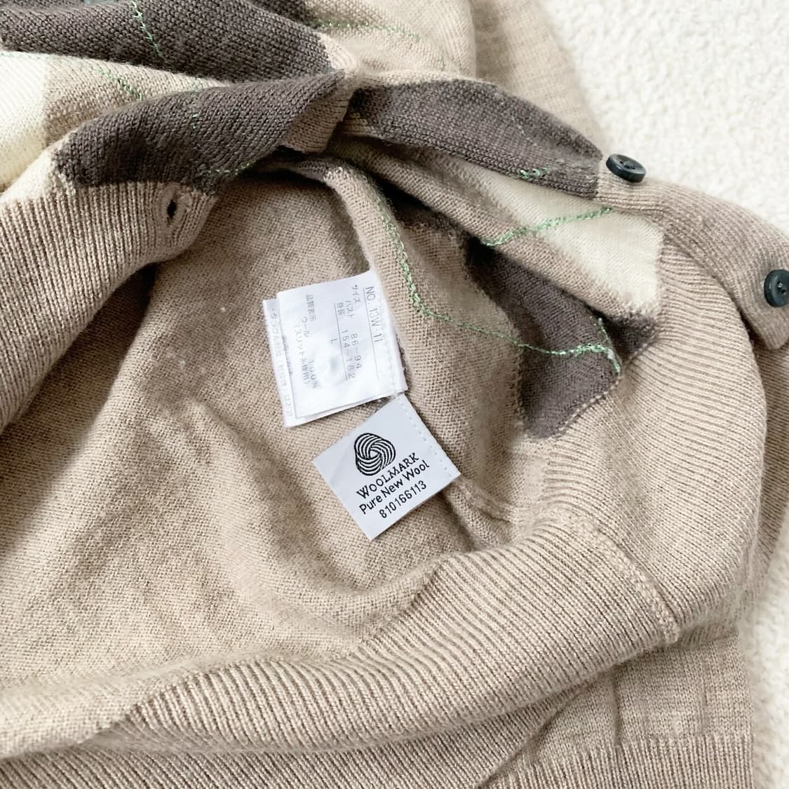 뮤트브라운 메리노울 아가일 니트 가디건 상품이미지4