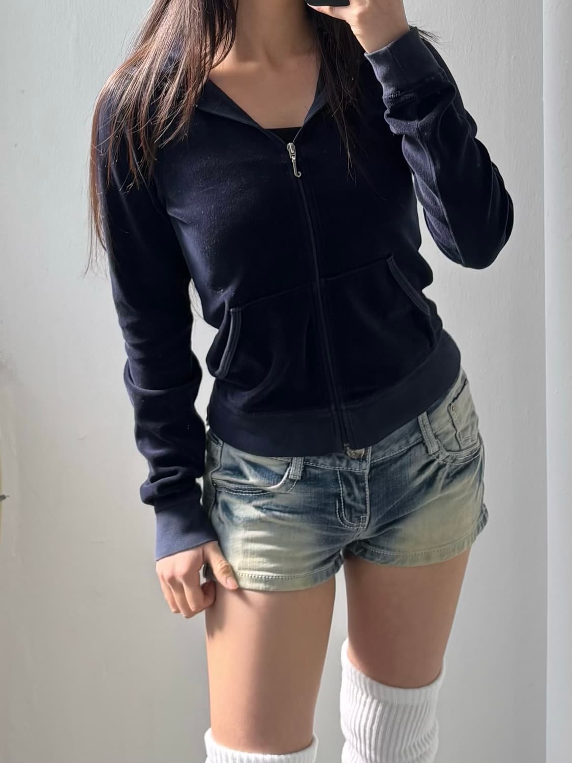 Juicy Couture Navy Velvet Hood Zip-up 상품이미지5
