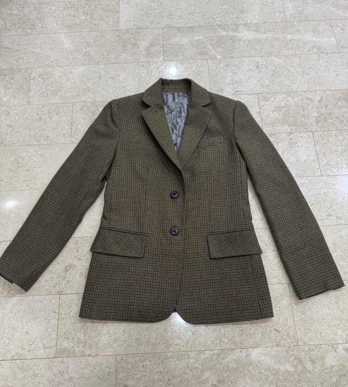 비비안 웨스트 우드 카키 체크 블레이저 상품이미지1