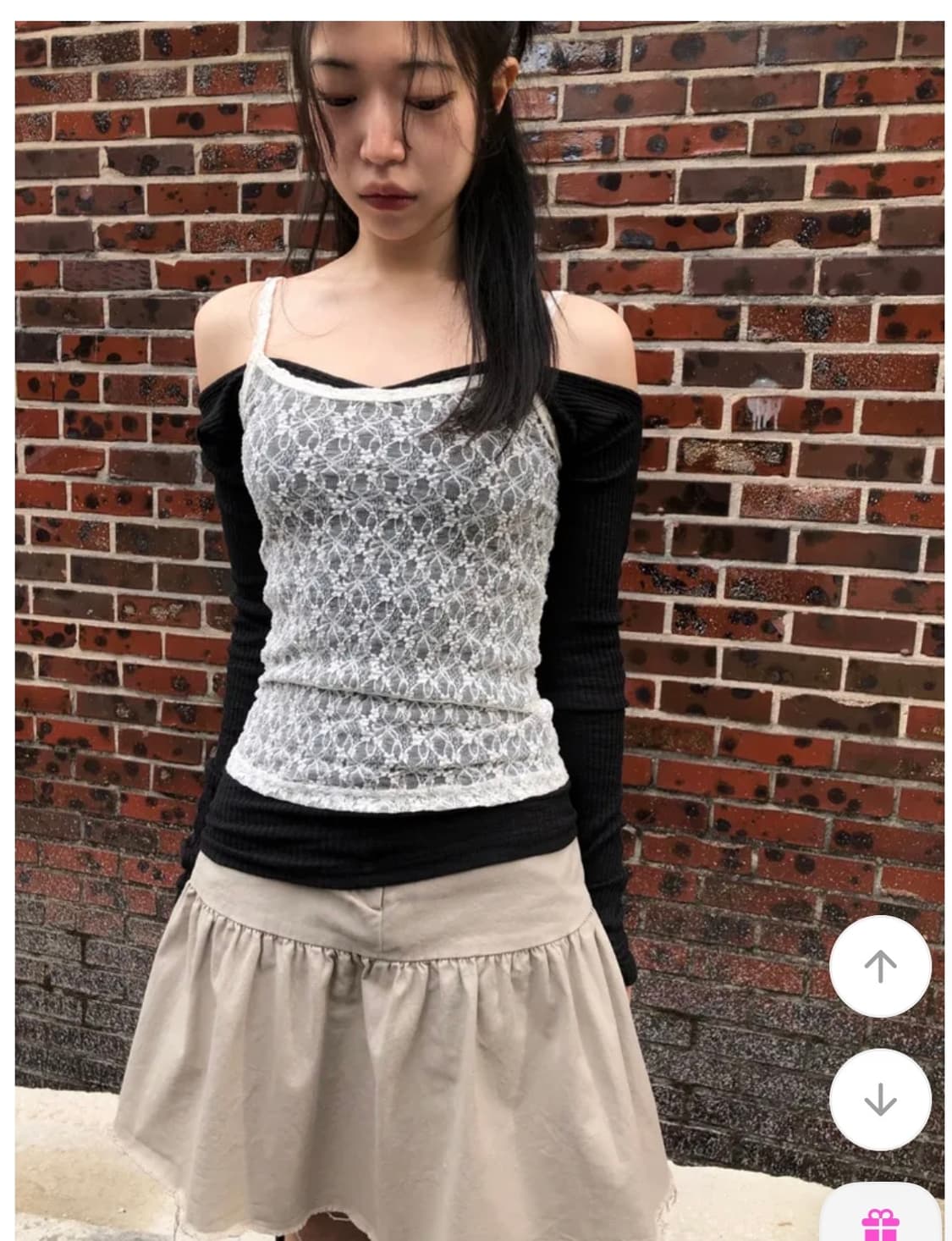 그린씨 레이스 레이어드 슬리브리스 상품이미지5