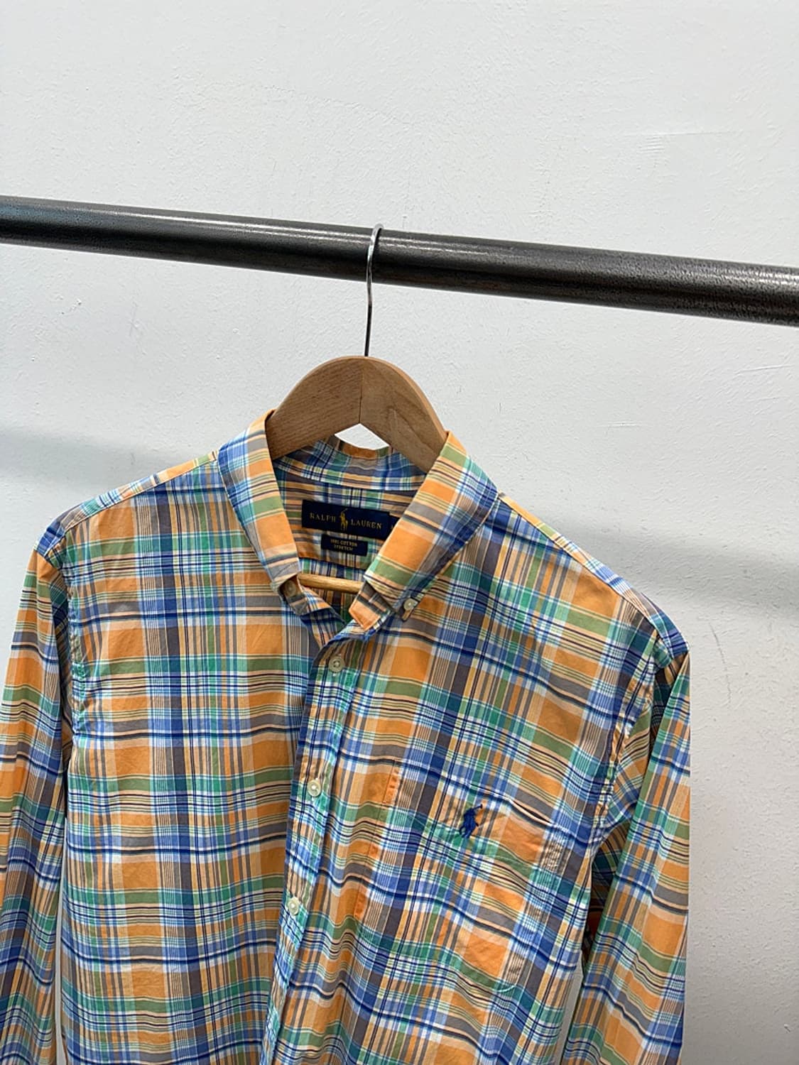 100-105) 폴로 오렌지 체크셔츠  상품이미지3