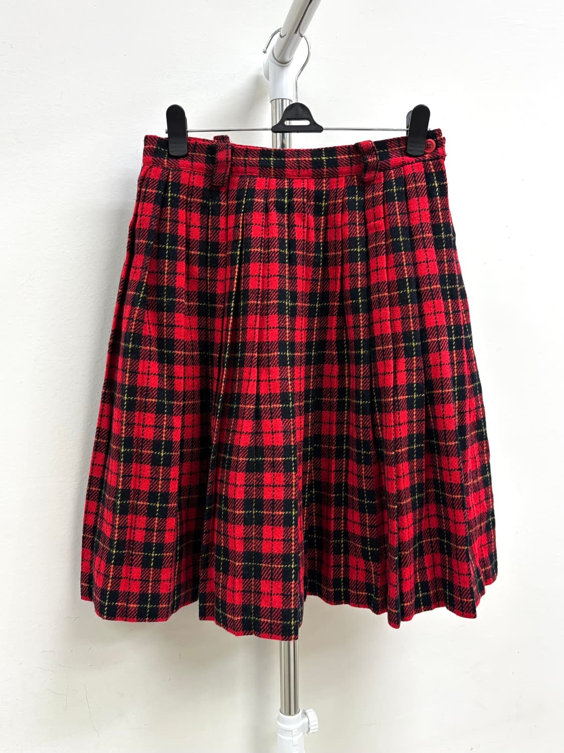 빈티지 레드 플리츠 체크 스커트 상품이미지3