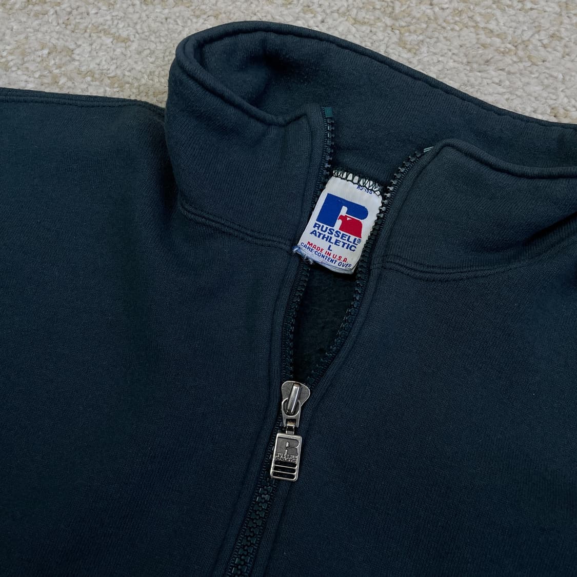 L] 90s Russell 러셀 made USA 하프 집업 코튼 스웻셔츠 상품이미지3