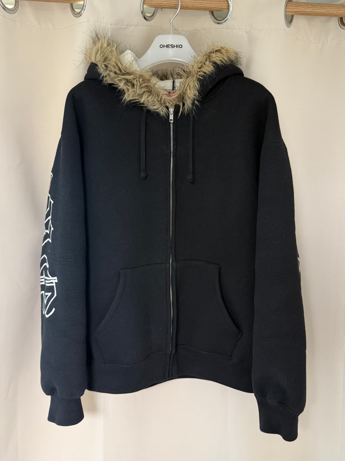 슈프림 포우 퍼 집업 후드 스웨트셔츠 블랙 - 25FW 상품이미지3