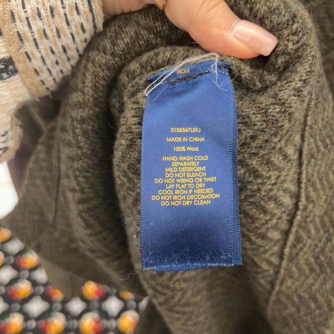 폴로 랄프로렌 헤링본 숄카라 올리브 그린 울 가디건 M C06499 상품이미지6