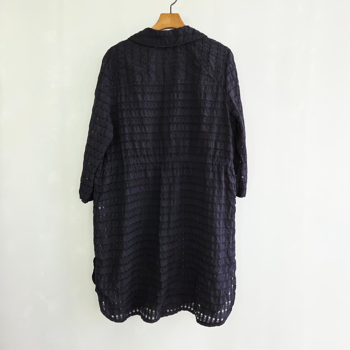 [GIVY] 기비 네이비 시스루 체크 롱셔츠 여성 66 상품이미지2