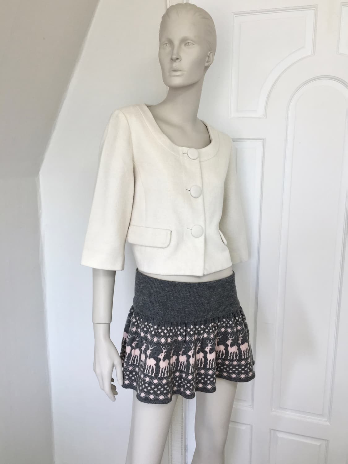 Cream White Big Button Short Coat 상품이미지1