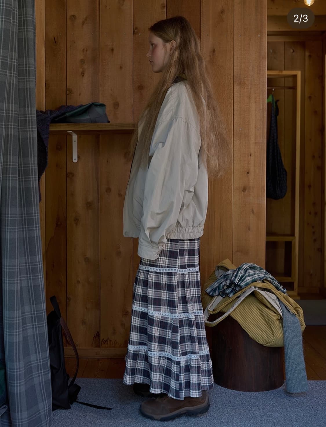 노컨텐츠 체크 캉캉 롱스커트 상품이미지2