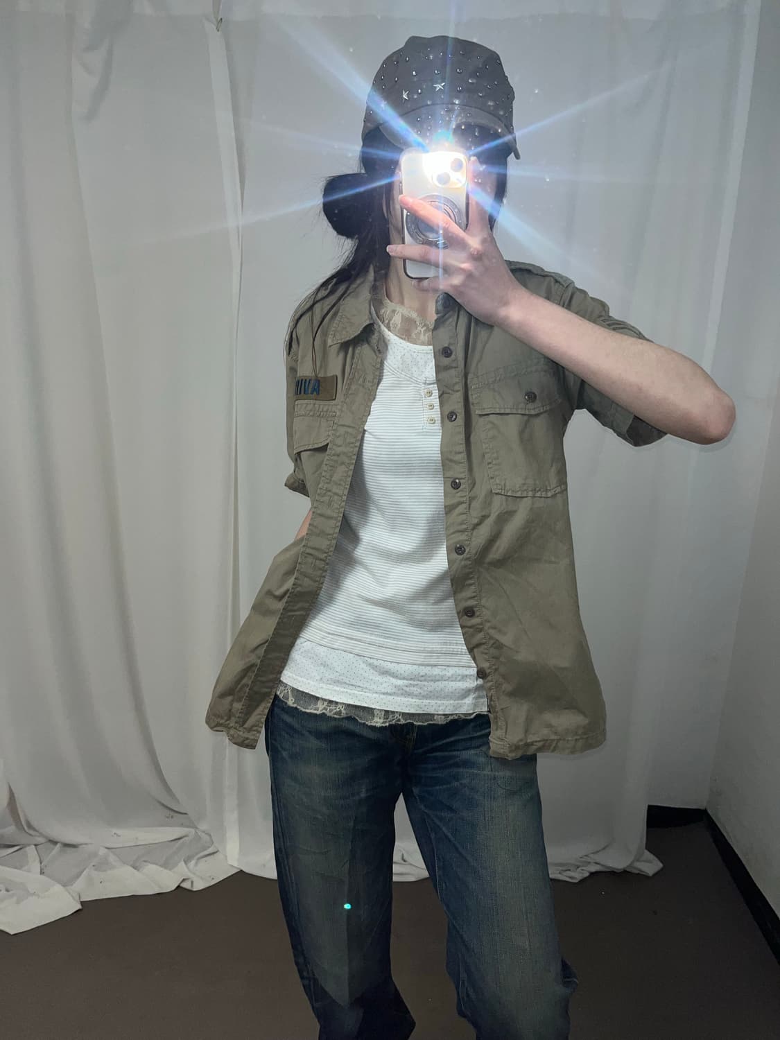 Avirex 베이지 Y2K 셔츠 상품이미지6