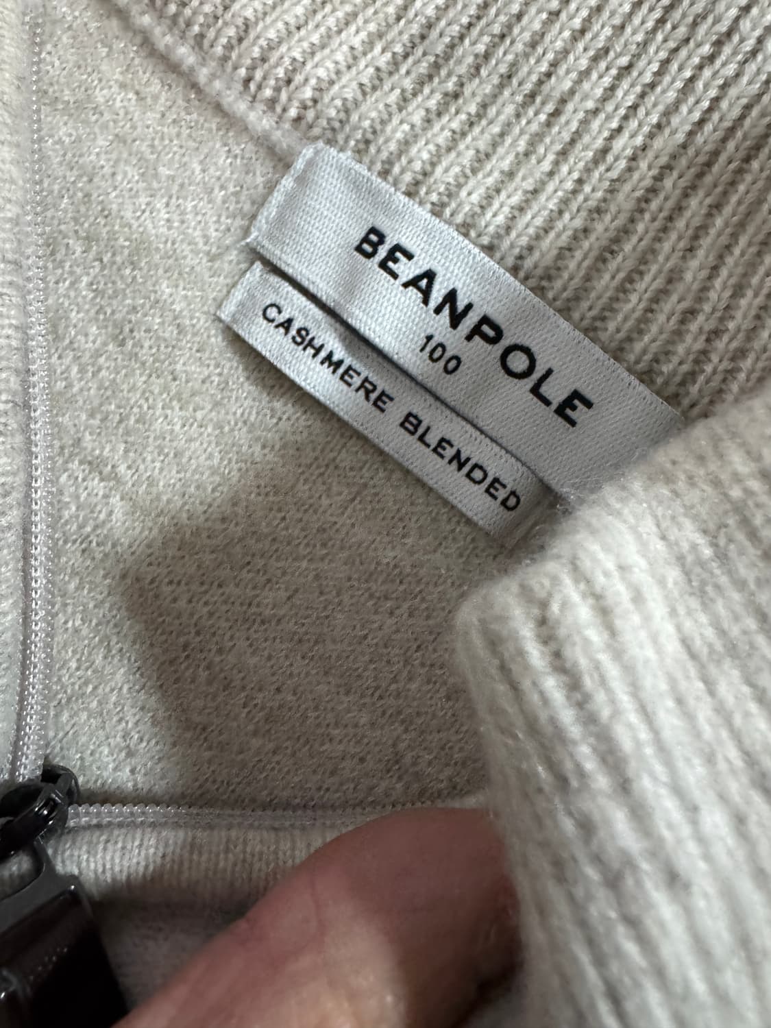 여성 빈폴 캐시미어 혼용 양모 반집업 니트 L 상품이미지3