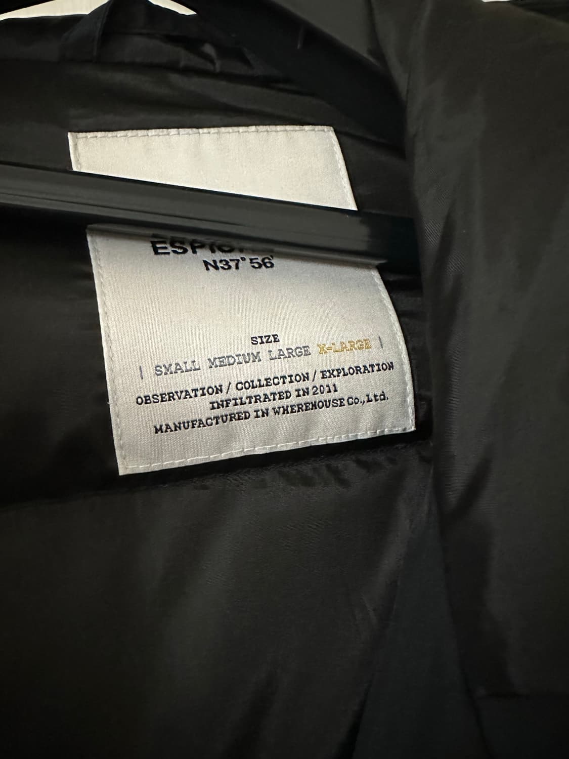 에스피오나지 패딩 XL 사이즈 판매합니다. 상품이미지3