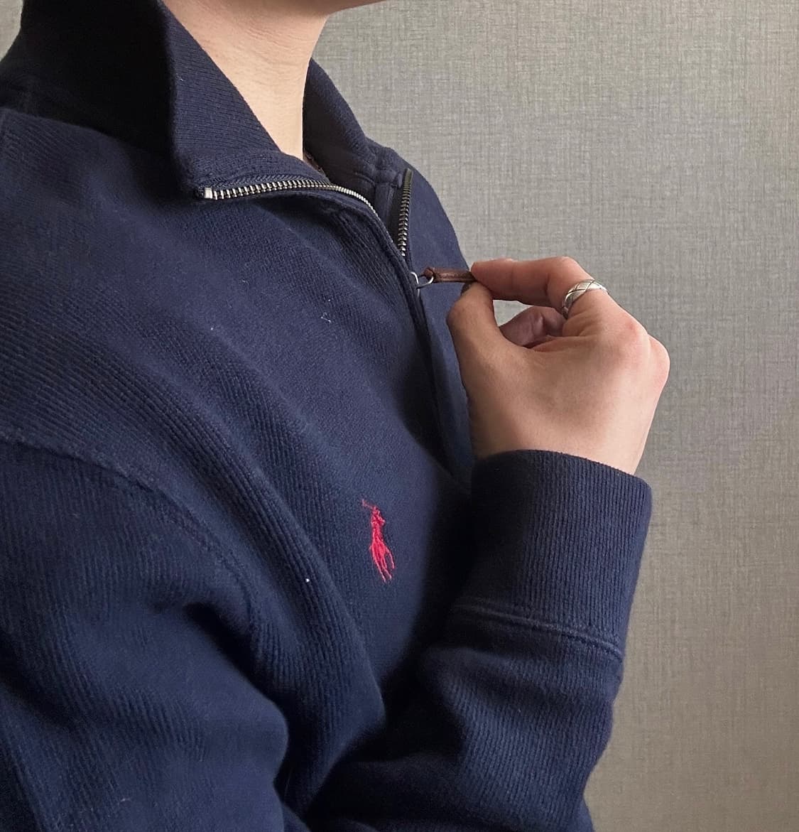 폴로 랄프로렌 네이비 반집업 니트 L 상품이미지3