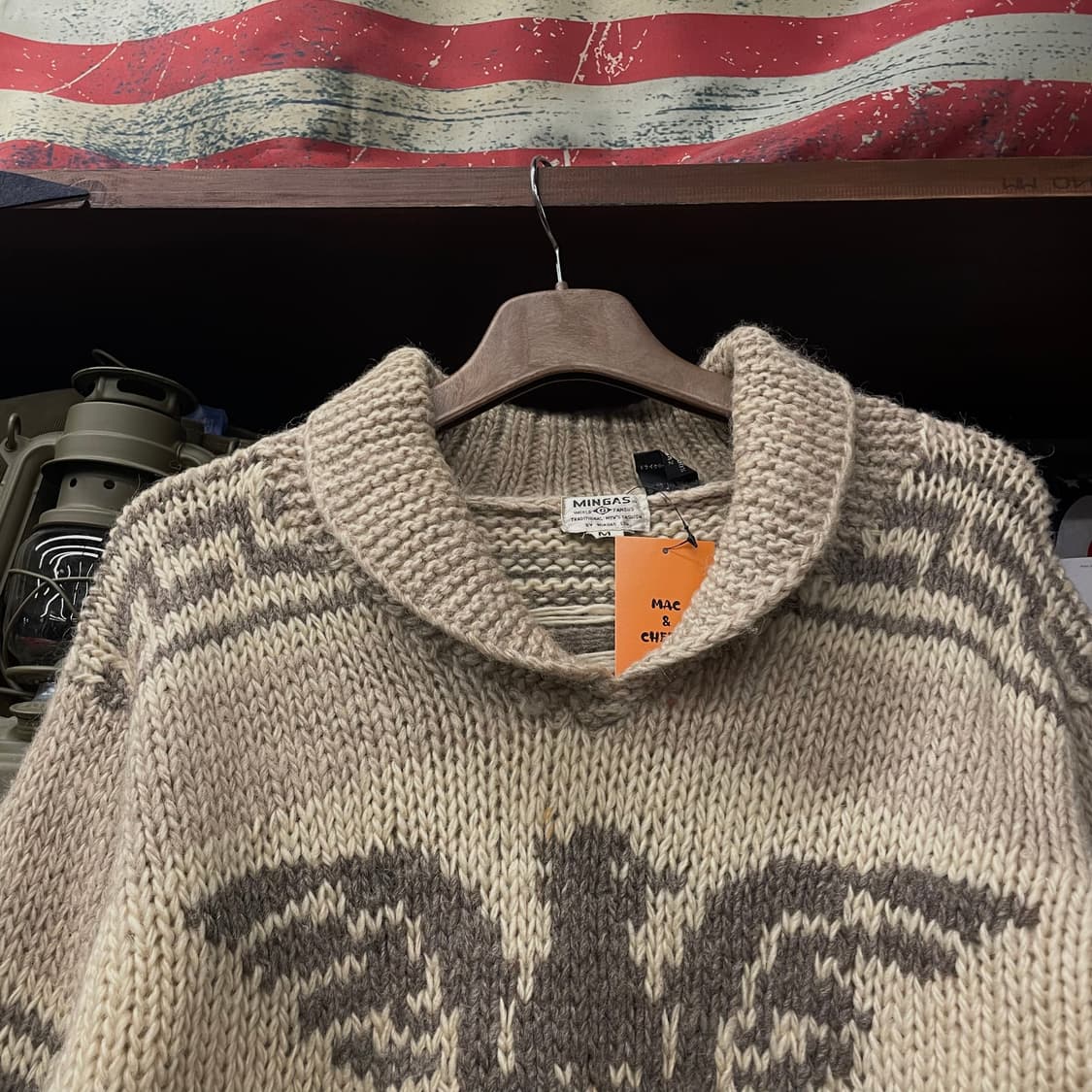 90s MINGAS 썬더버드 숄카라 울 코위찬 니트 스웨터 N396 상품이미지3