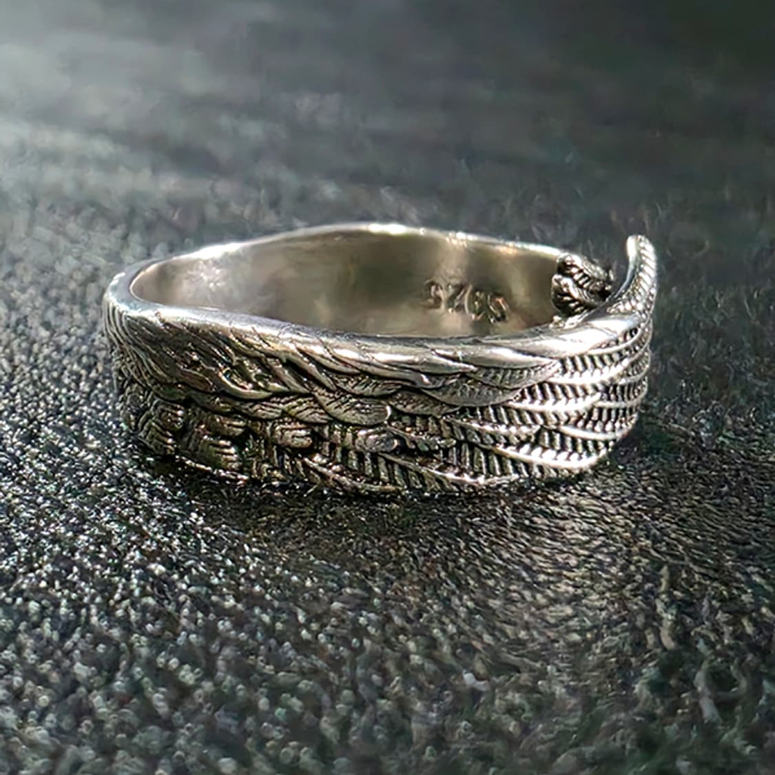 Michael 실버 남자 엔틱 빈티지 고딕 천사 날개 반지 상품이미지2