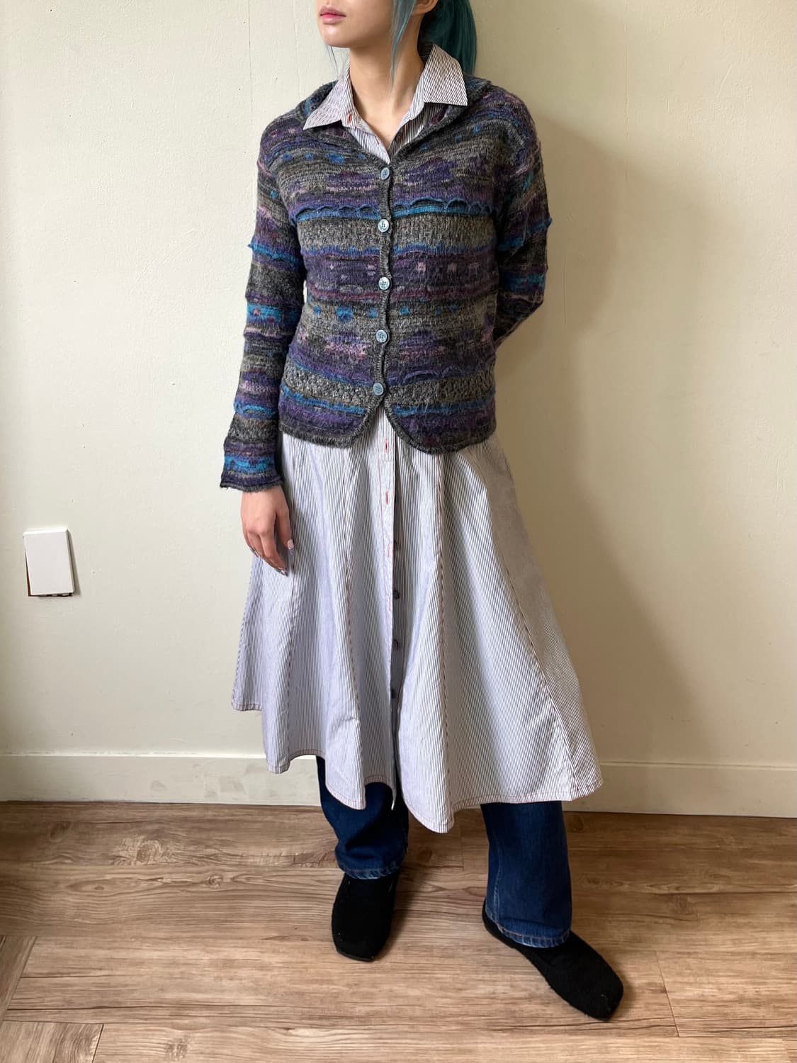 japan vtg 레인보우 스웨터 가디건 상품이미지4