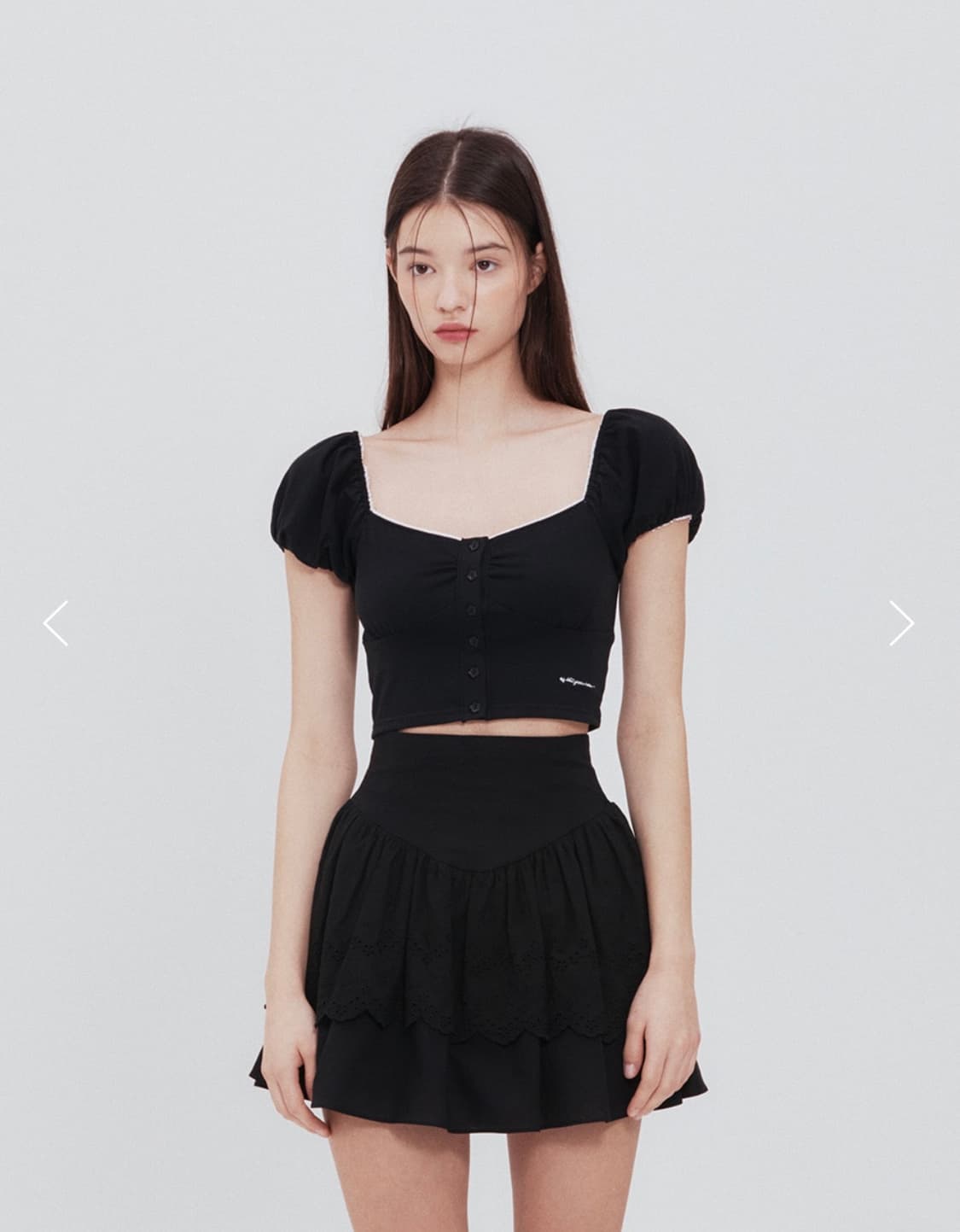 낫유어로즈 lace square t-shirt (Black) 상품이미지1