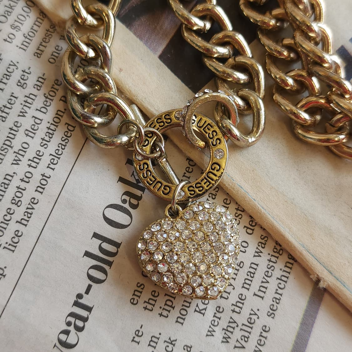 90s 프랑스 빈티지 쥬얼리 게스 볼륨 체인 스테이트먼트 목걸이 상품이미지4