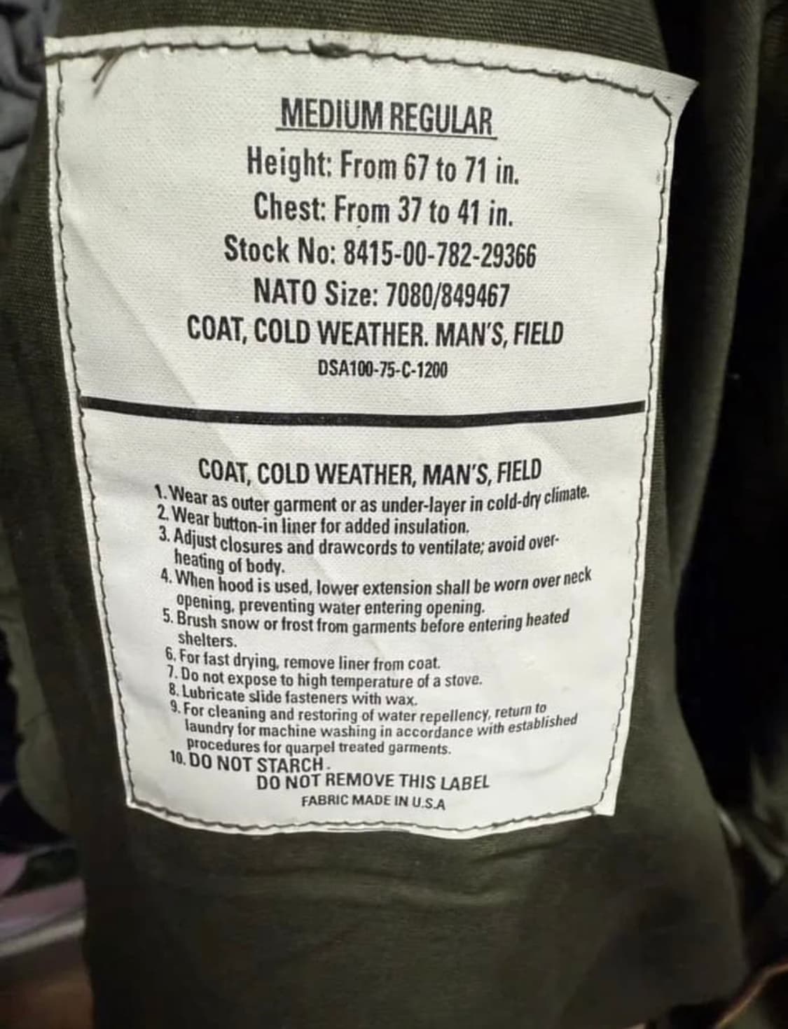 m65 필드자켓 오리지널 상품이미지3