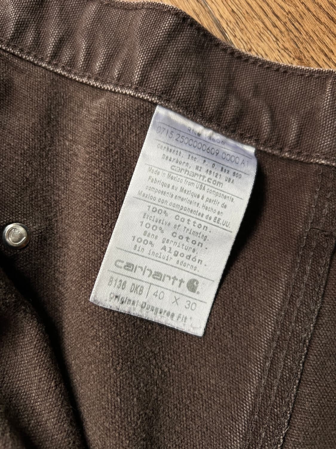 [40]칼하트 USA 더블니 블리치드 워싱 브라운 워크팬츠 상품이미지4