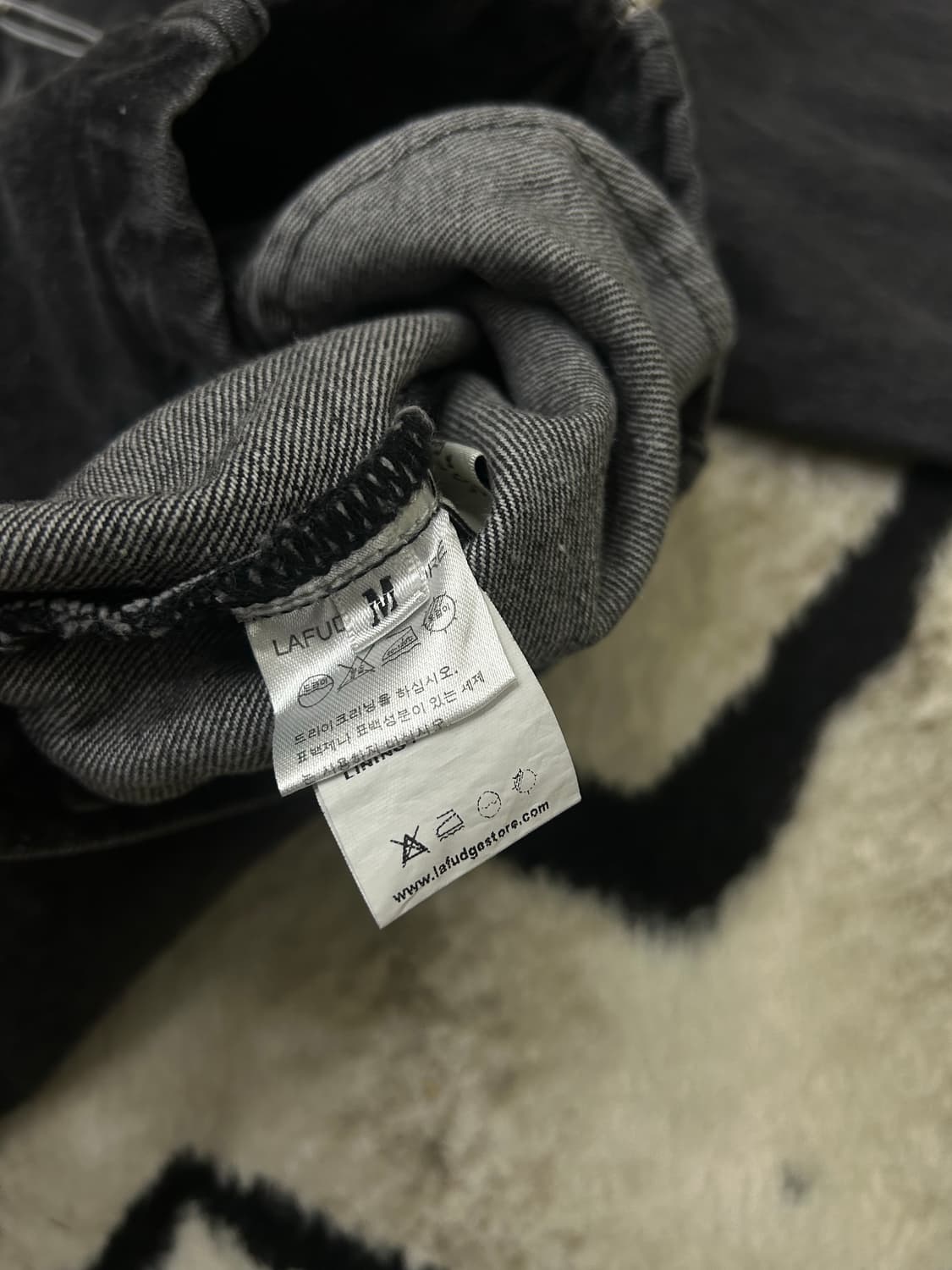 [M]라퍼지스토어 드로잉 워싱 레이서 데님자켓/워시드블랙 상품이미지5