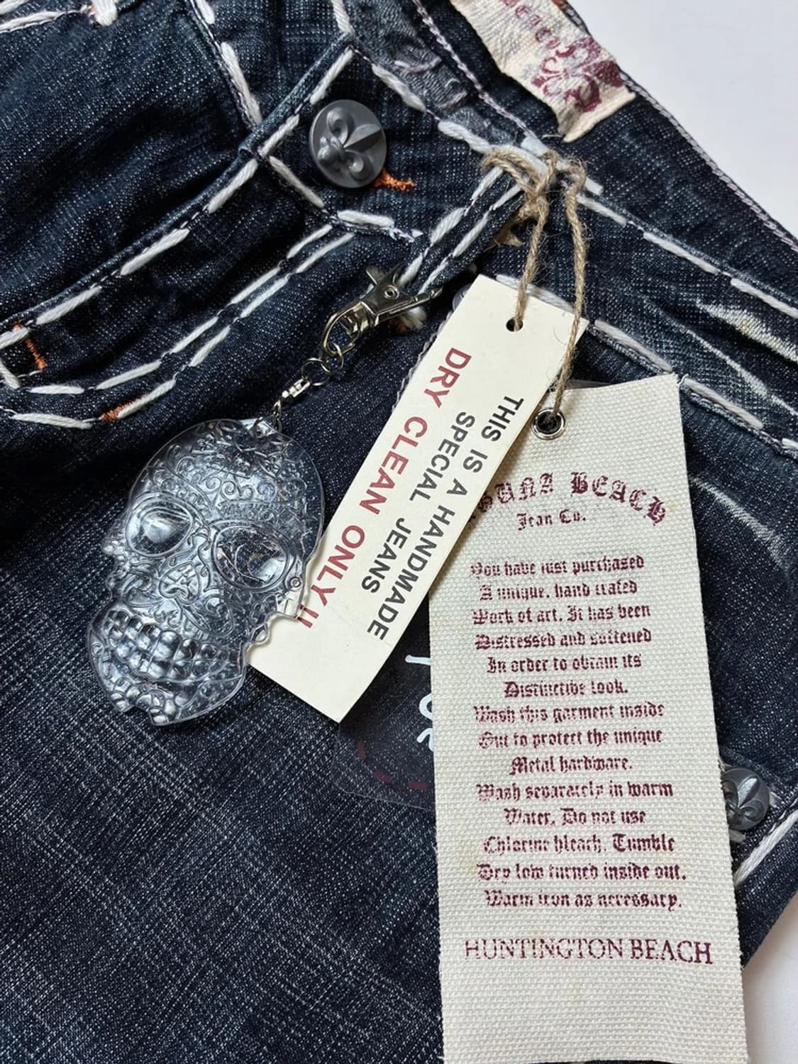 라구나비치00'sY2K 펑크데드스탁 스컬스티치 자수 데님팬츠 PN8832 상품이미지7