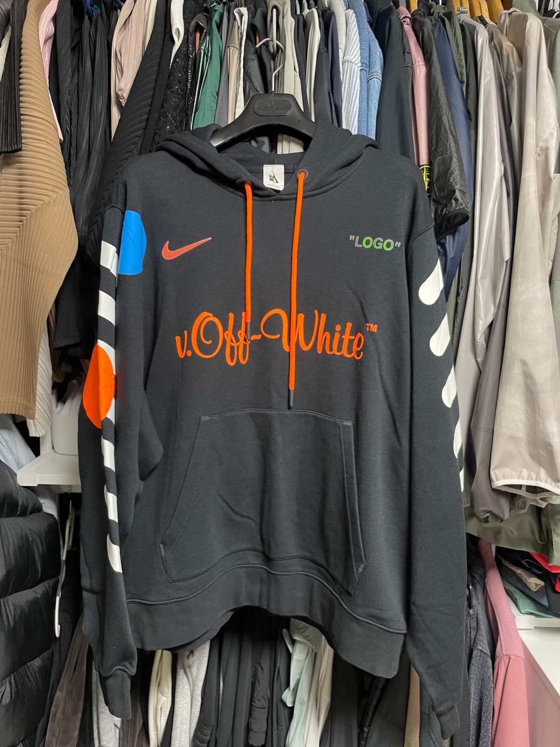 [xl] 나이키 x 오프화이트 블랙 후드티 상품이미지1
