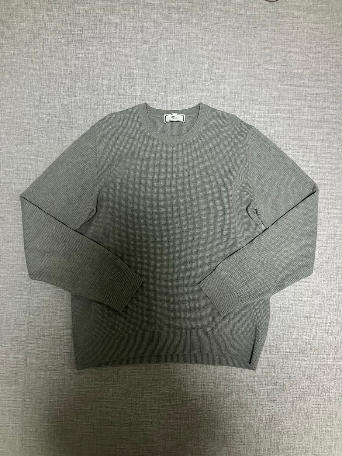 Ami 아미 라운드넥 와플니트 그레이 상품이미지1