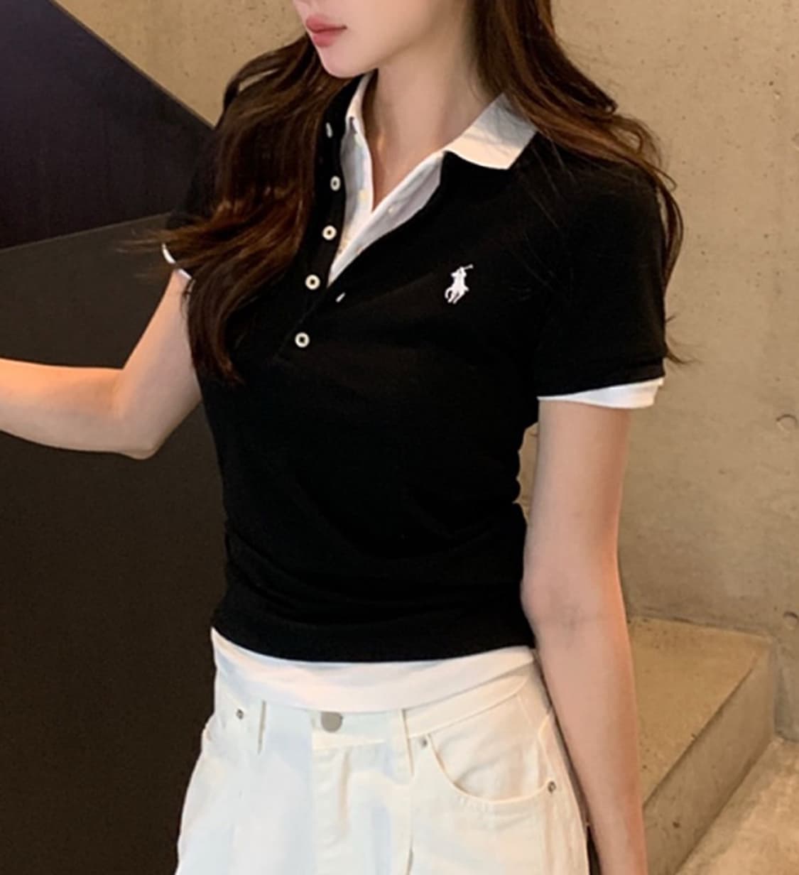 [새상품/정품] 폴로 여성 슬림핏 5버튼 카라 반팔티 상품이미지5