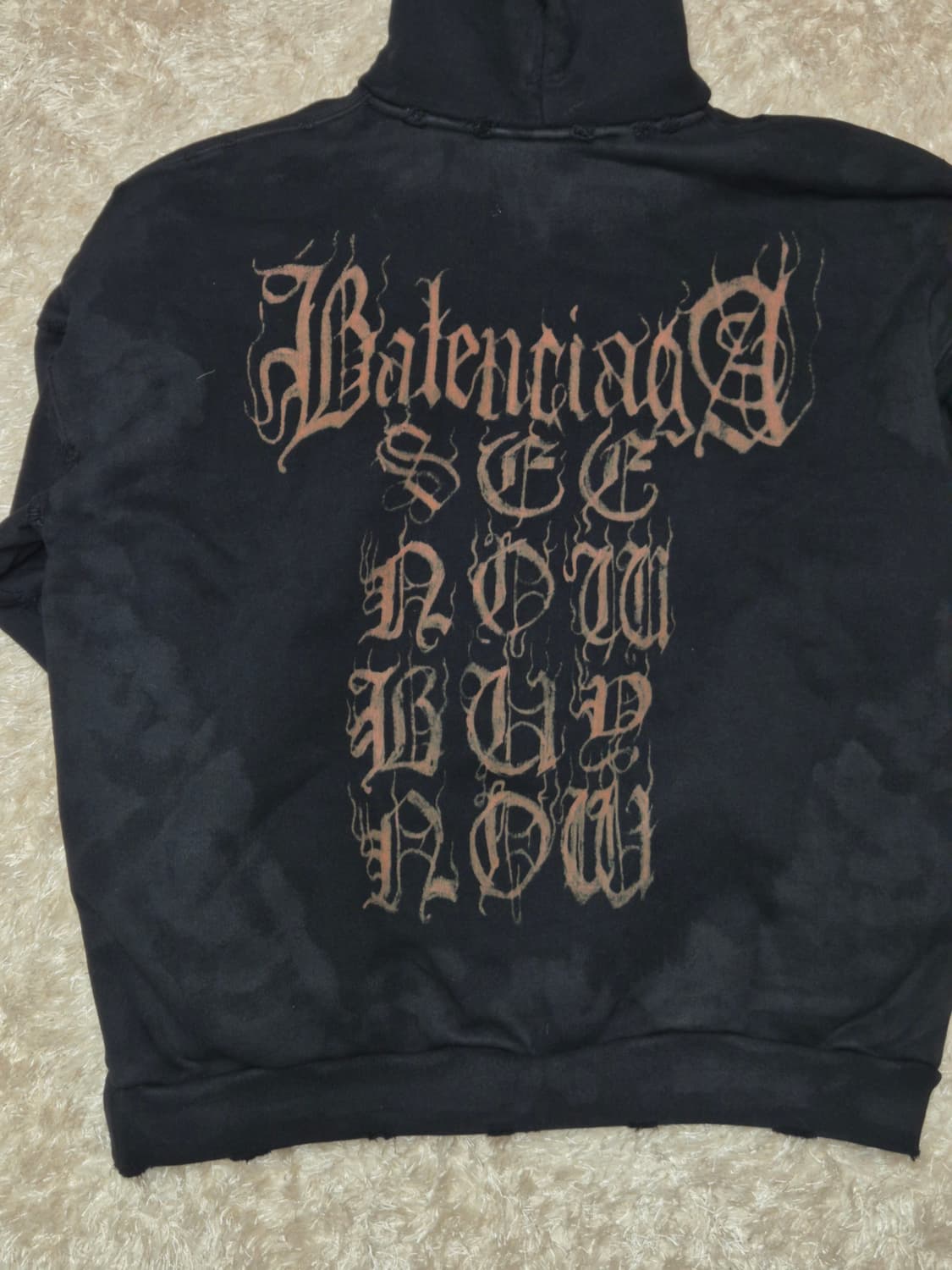 발렌시아가(BALENCIAGA)의 헤비 메 탈 워시드 집업 후드 블랙 상품이미지2