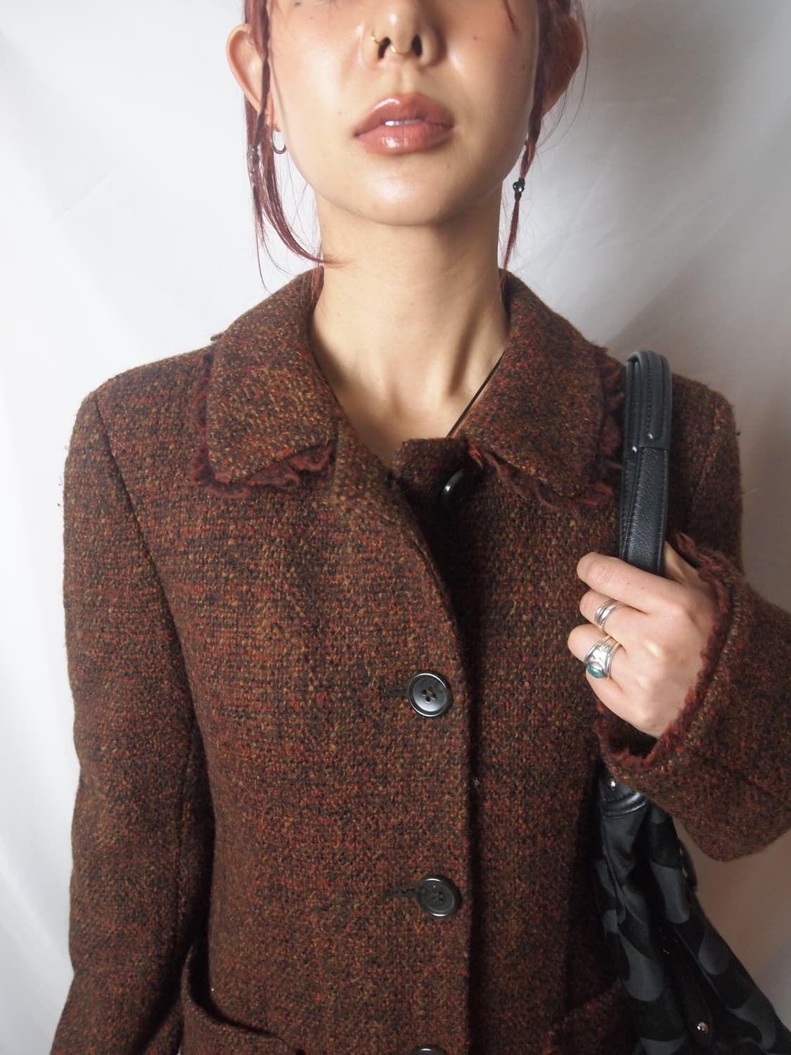 DKNY 프린지 트위드 코트 상품이미지5