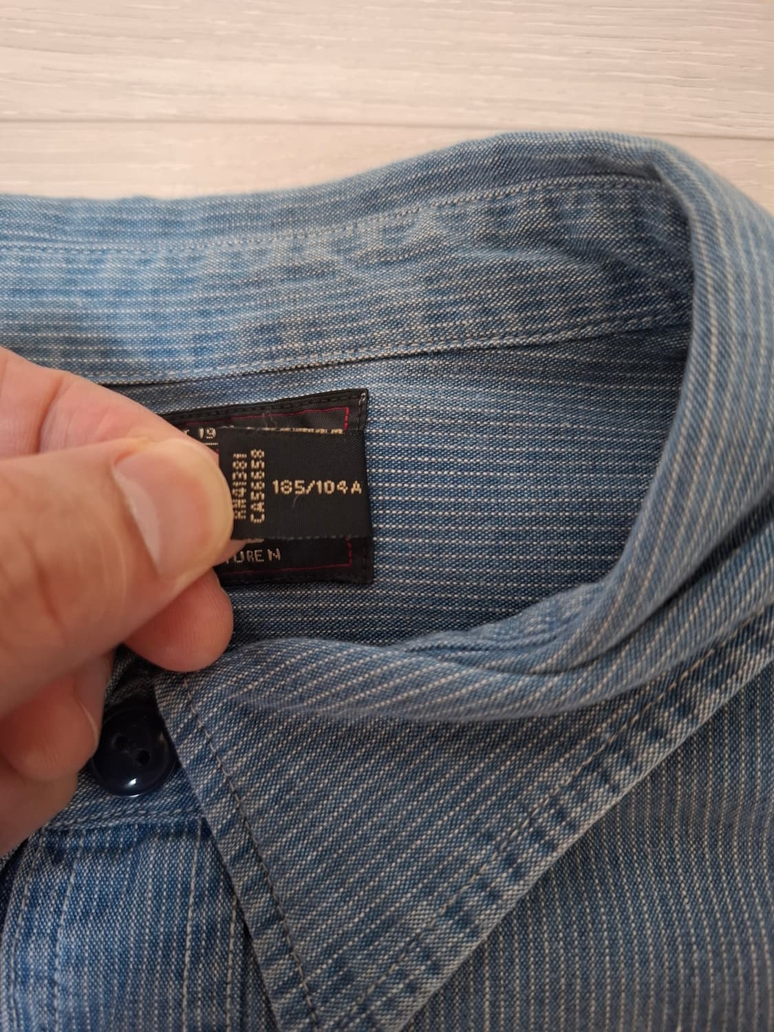 XL RRL 인디고 샴브레이 와바시 스트라이프 워크 셔츠 블루 상품이미지5