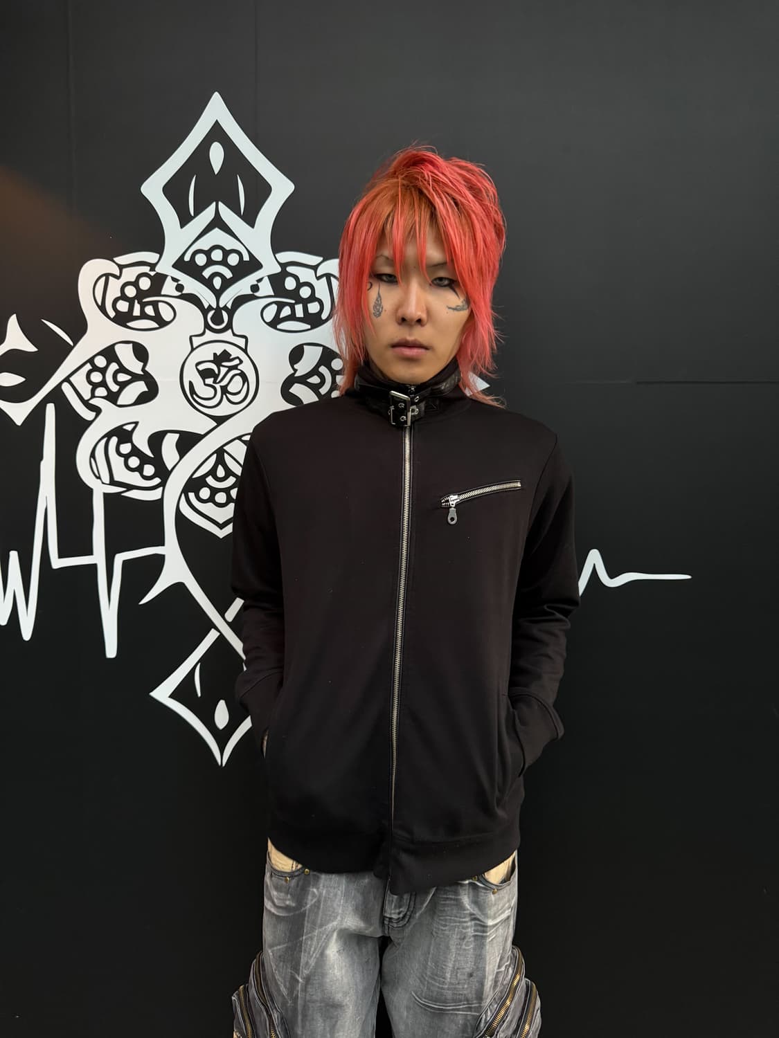 Black high-neck 2-strap zip-up jacket 상품이미지2