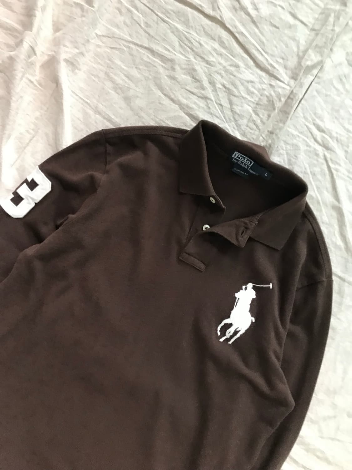대장급 폴로 랄프로렌 빅포니로고 브라운 긴팔 카라티 상품이미지5