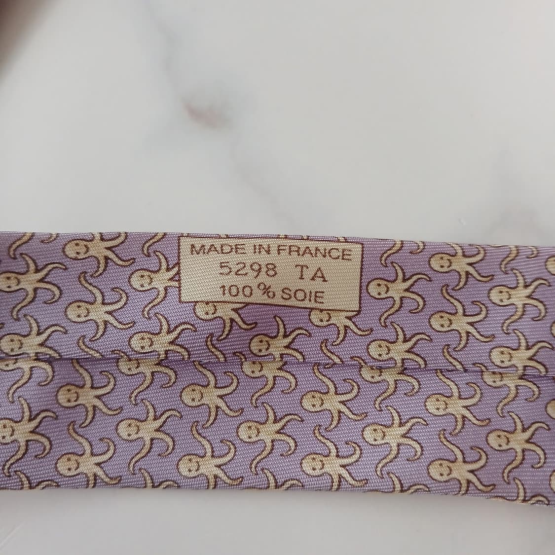 에르메스 실크 라벤더 문어 패턴 넥타이 9.5cm A등급 A18881
 상품이미지7