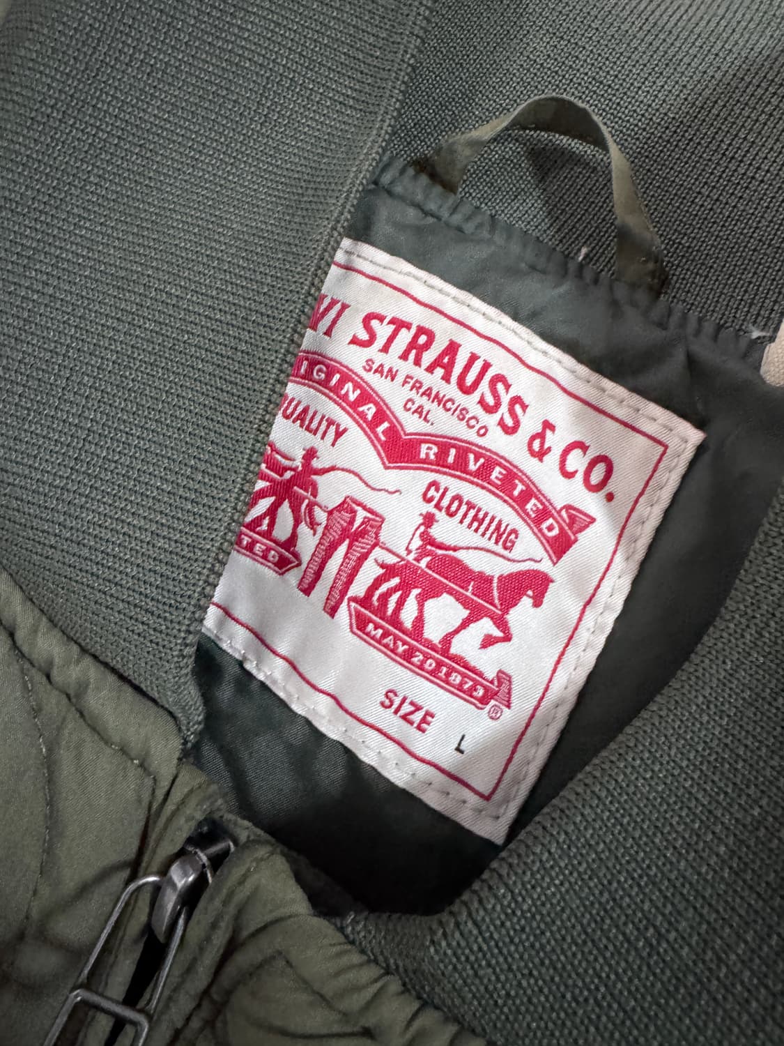 리바이스 퀄팅 봄버 자켓 L 카키 상품이미지5