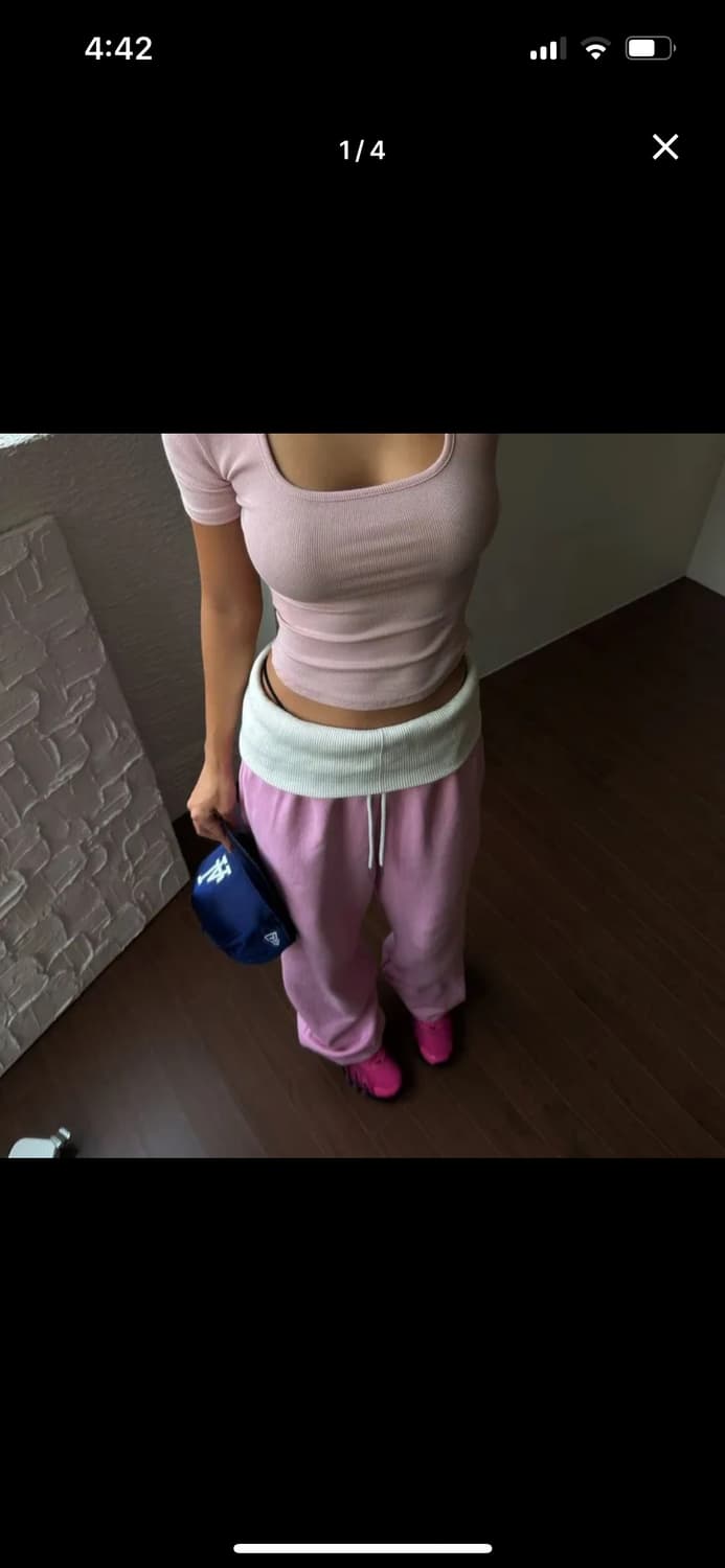 플랩 와이드 조거 팬츠 핑크 상품이미지2