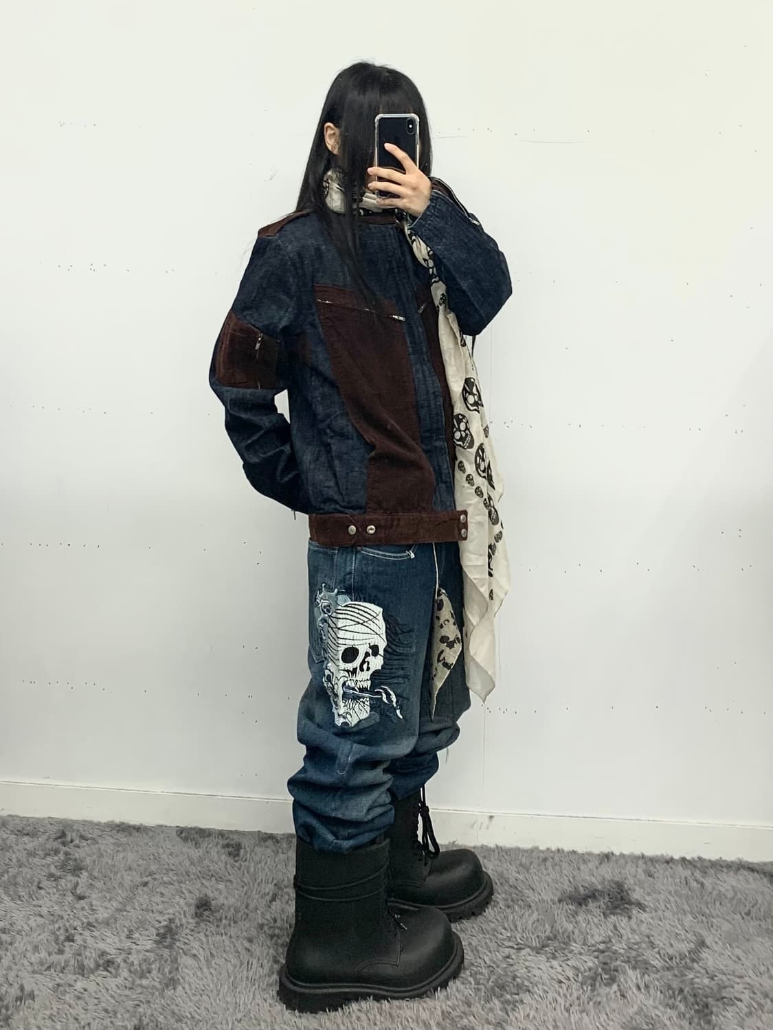 Affliction 스컬 자수 데님 팬츠 상품이미지1