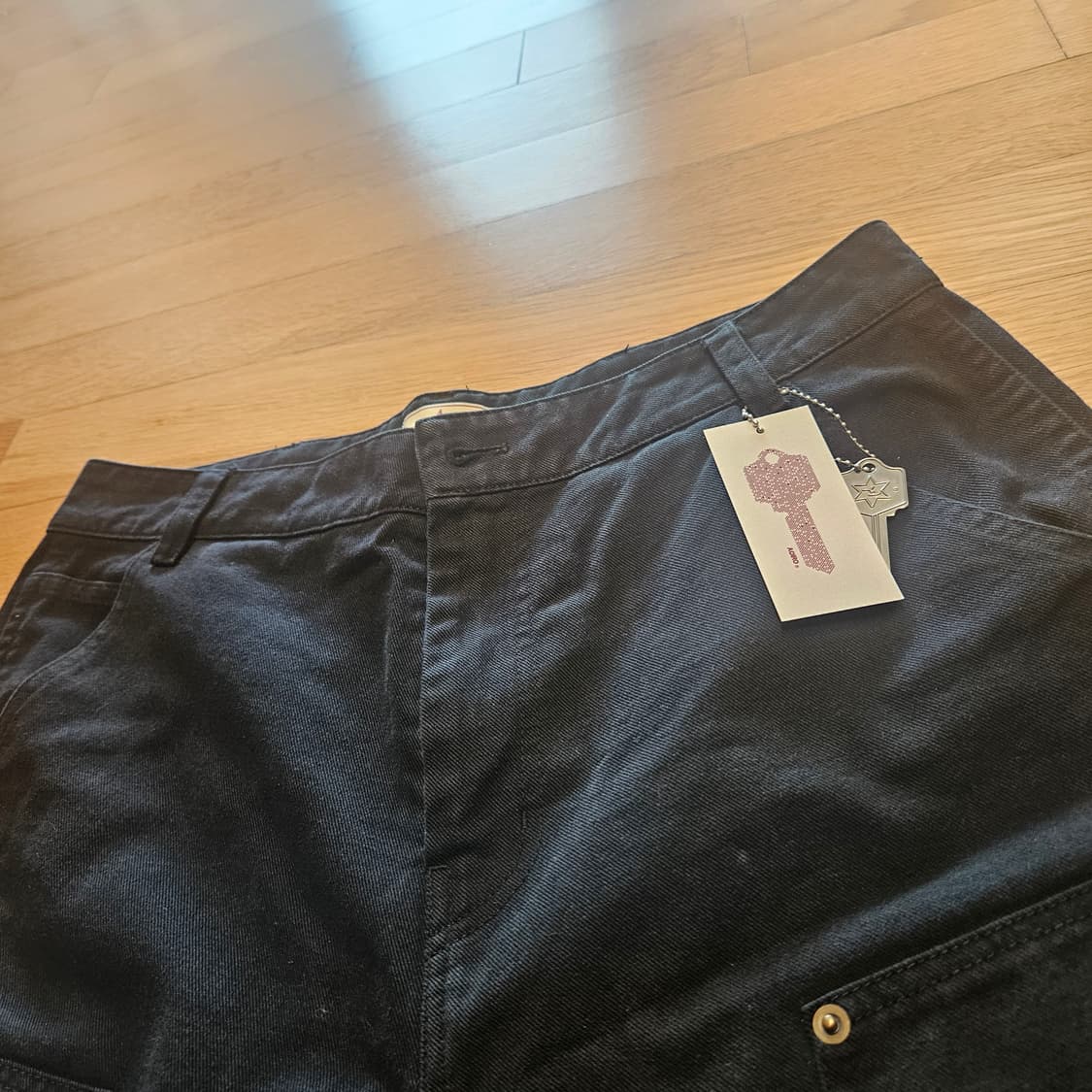 아오이로 페이크 스터드 더블니 팬츠 데님 블랙 1사이즈  상품이미지4