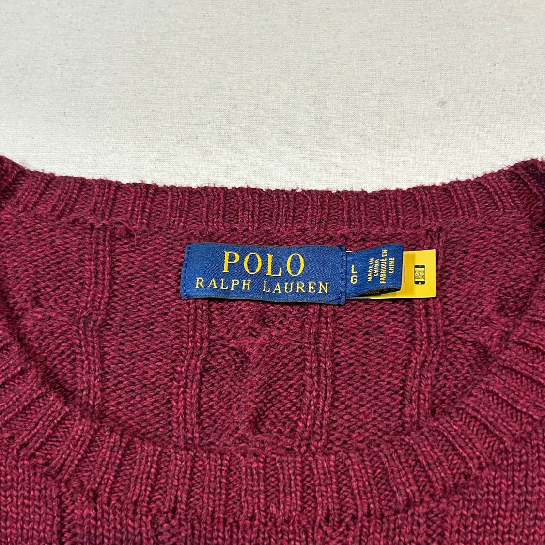 L) 폴로 랄프로렌 케이블 꽈배기 라운드넥 니트 신형 큐알탭 상품이미지7