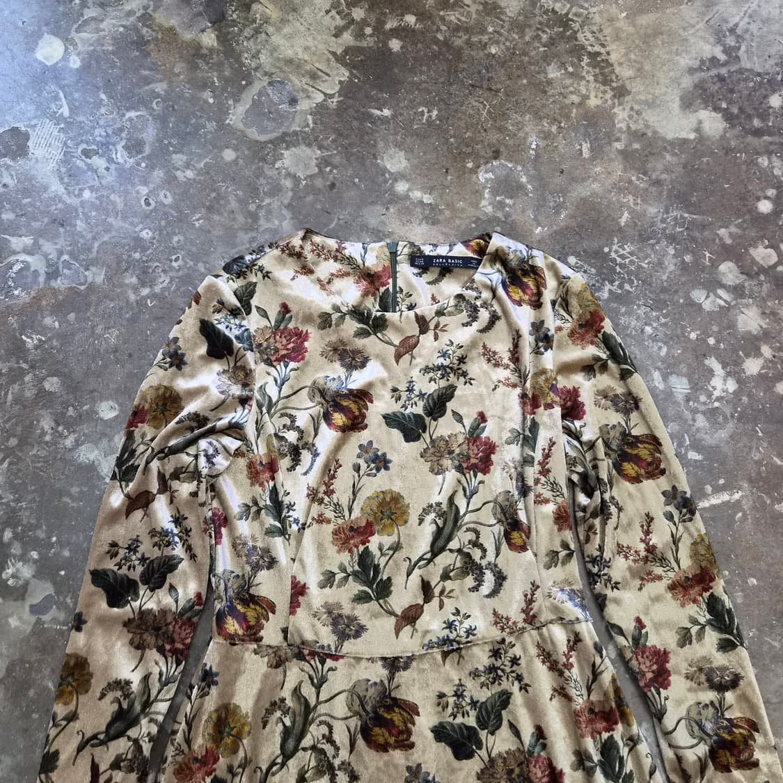 M) ZARA 자라 플라워 패턴 벨로아 원피스 벨벳 원피스 상품이미지2