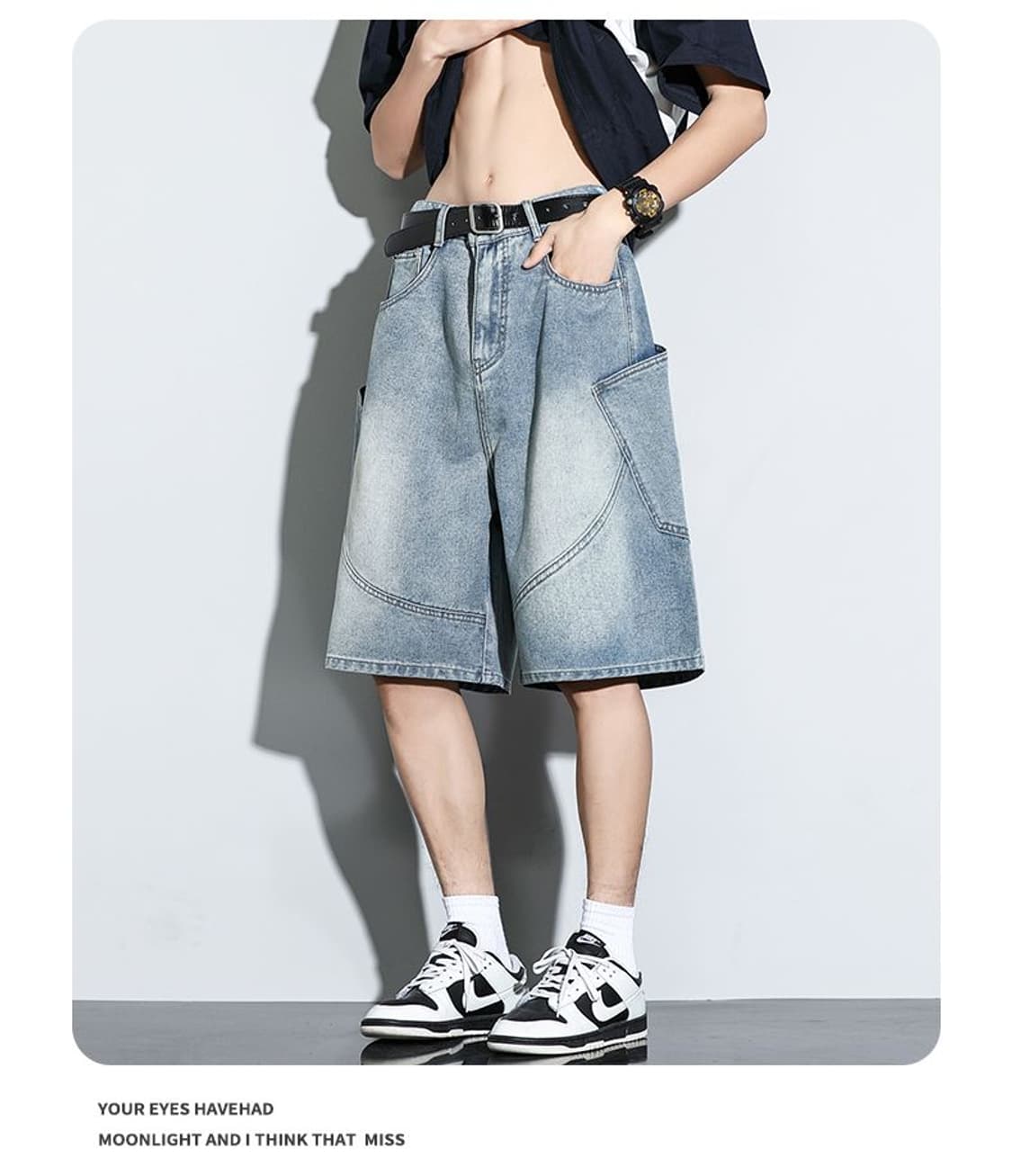 남성용 데님 청바지 반바지 의류 상품이미지4