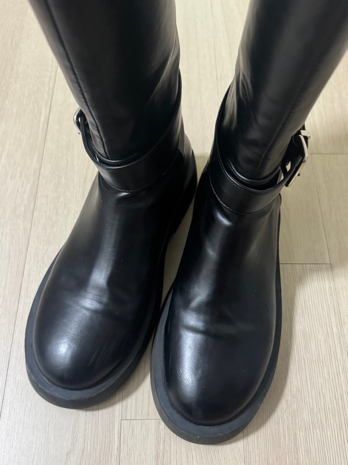 솔트앤초콜릿 라운드 토 라이더 플랫 롱부츠 240 상품이미지9