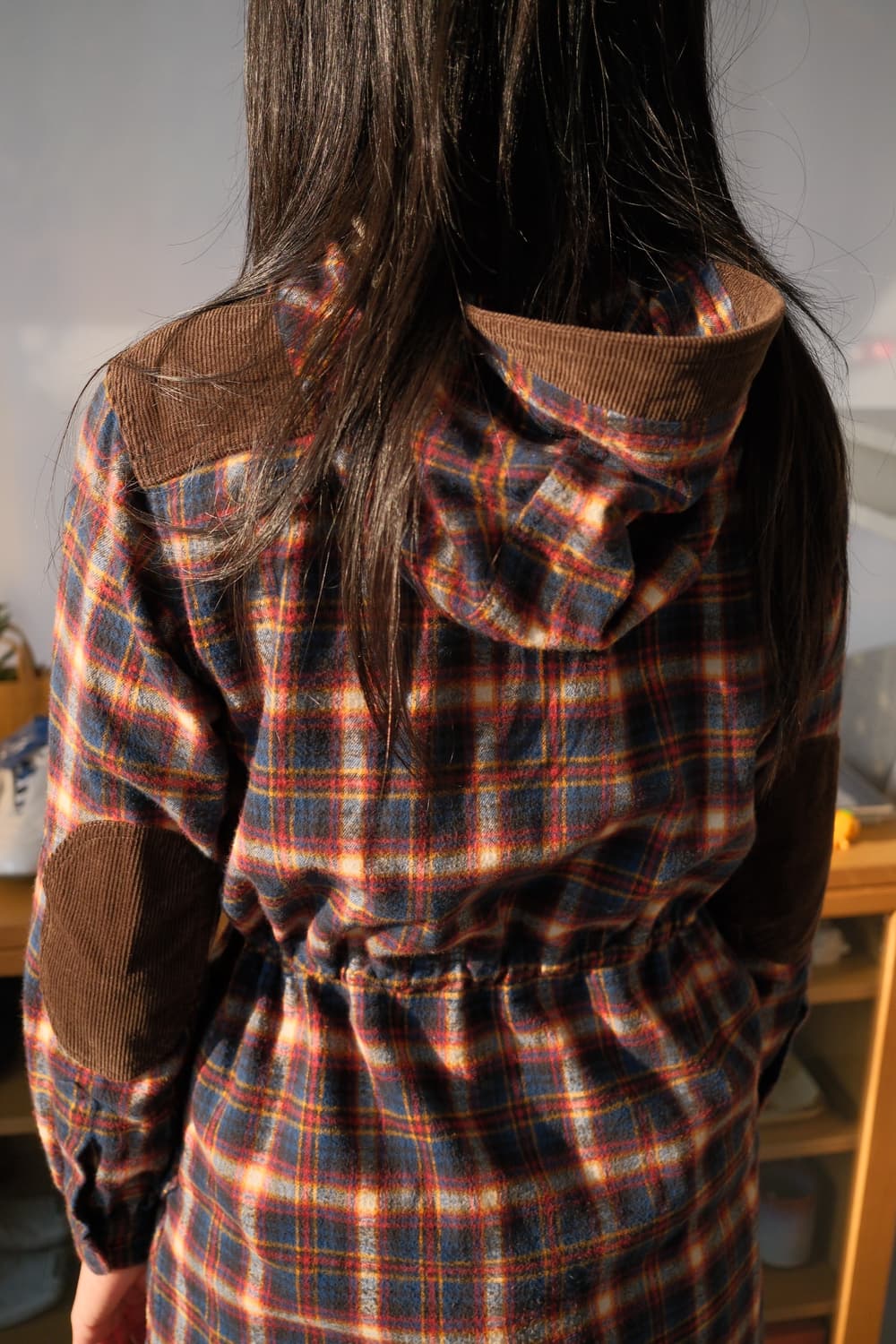 Flannel check long hood shirt 상품이미지3