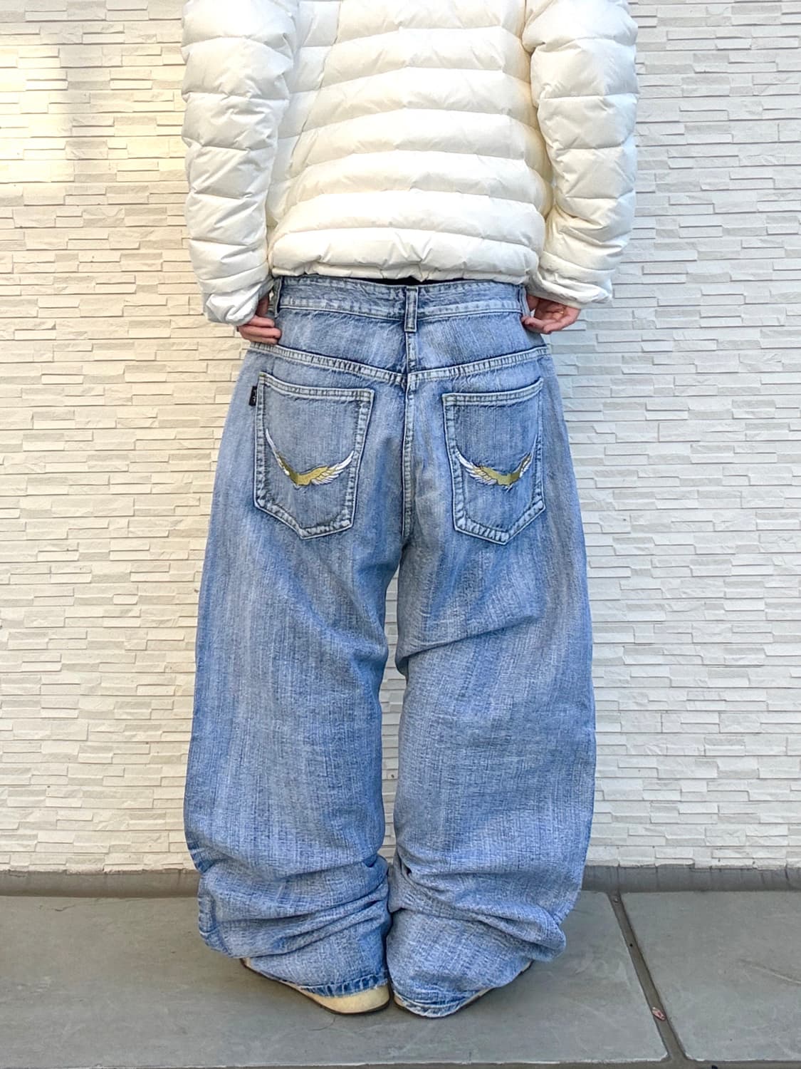 90s SEAN JOHN 올드스쿨 미디엄블루 오버사이즈 와이드 데님 팬츠 상품이미지3