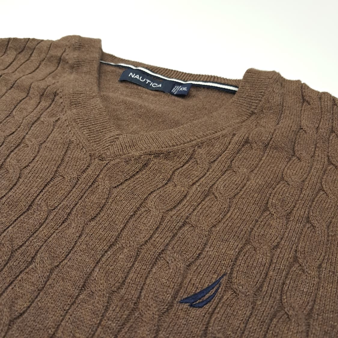 CL135 노티카 코튼 케이블니트 브라운 베스트 상품이미지3