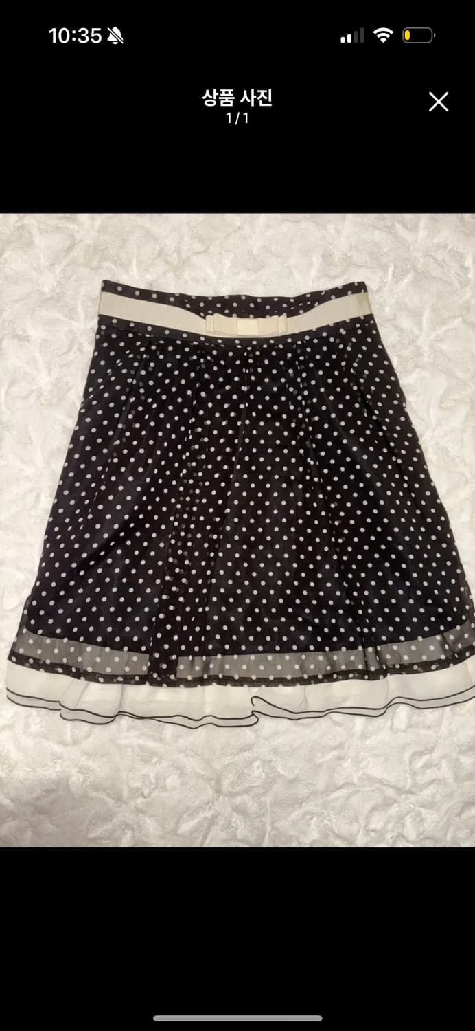 오네갸루 도트 리본 미디 스커트 빈티지 아일릿 상품이미지1