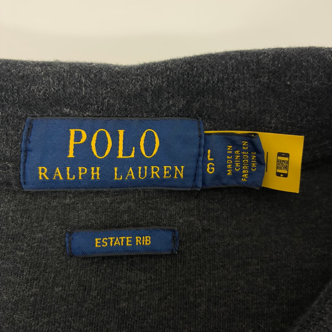 Polo  폴로 랄프로렌 자수 코튼 차콜 반집업 니트 상품이미지5